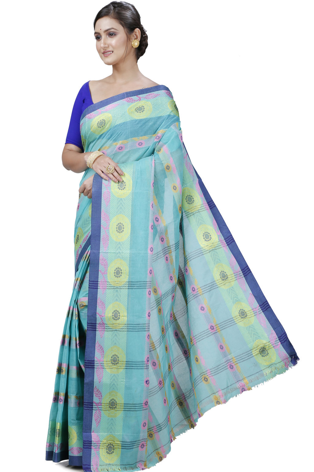 Green Pure Cotton Uttara Tant Saree (1136)